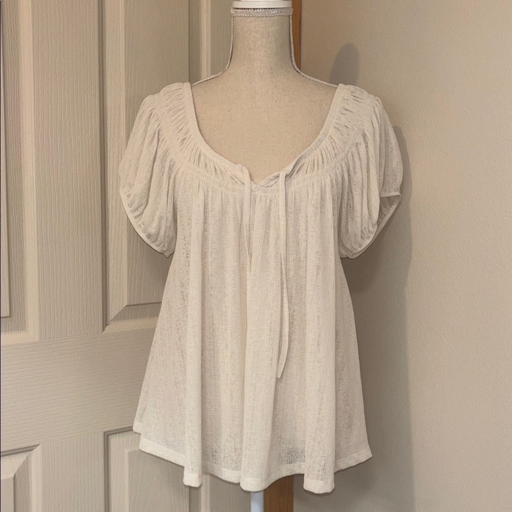 torrid Cream Colored Top with Puff Sleeves